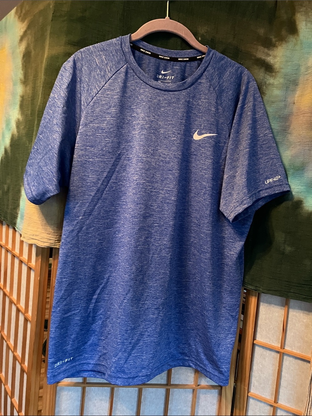 Nike Dri-FIT Men Size Large Blue Heather Performance T-Shirt UPF 40+